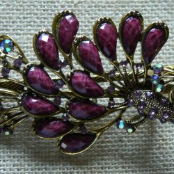 Purple Blue Peacock Shawl Pin