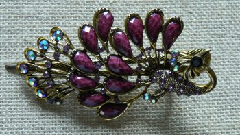 Purple Blue Peacock Shawl Pin