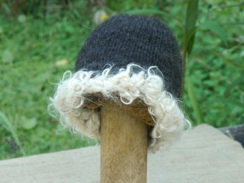 Alpaca hat with Curly Mohair trim